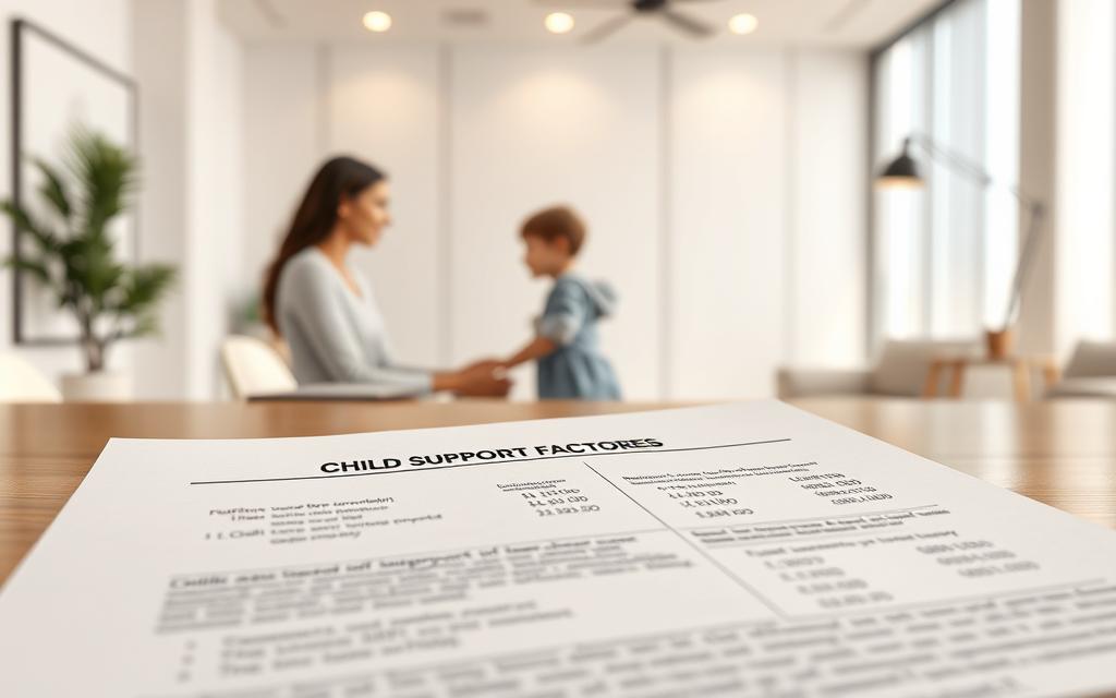A Detailed Illustration Of Child Support Factors For Two Children. In The Foreground, A Legal Document With Calculations And Data Points Related To Child Support. In The Middle Ground, A Parent-Child Interaction, Conveying The Care And Responsibility Involved. In The Background, A Modern, Minimalist Office Setting With Clean Lines And Soft Lighting, Creating A Professional, Authoritative Atmosphere. The Overall Mood Is One Of Thoughtful Analysis, Precision, And The Nuanced Considerations In Determining Appropriate Child Support. Rendered With A Photorealistic Style, High-Quality Textures, And A Carefully Balanced Composition.